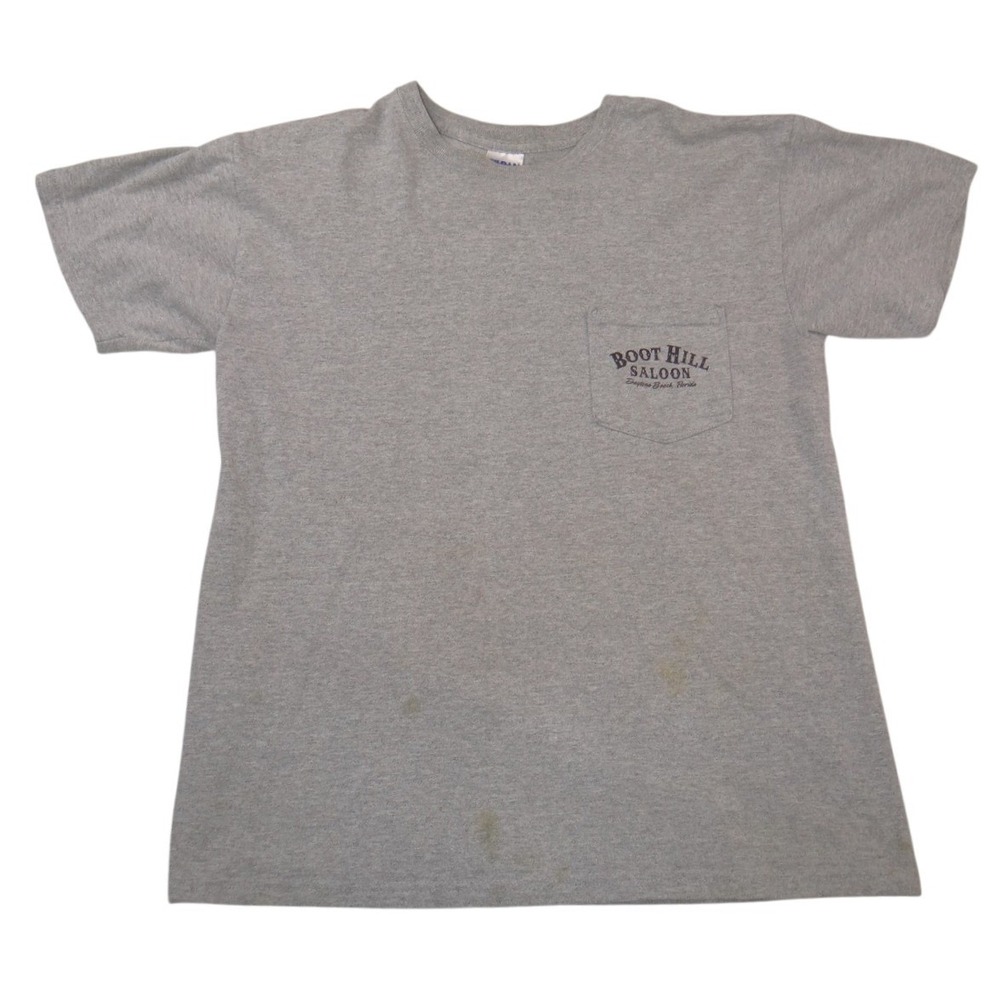 Vintage Boot Hill Saloon‎ Daytona Beach Florida Pocket T-Shirt Mens Medium Gray